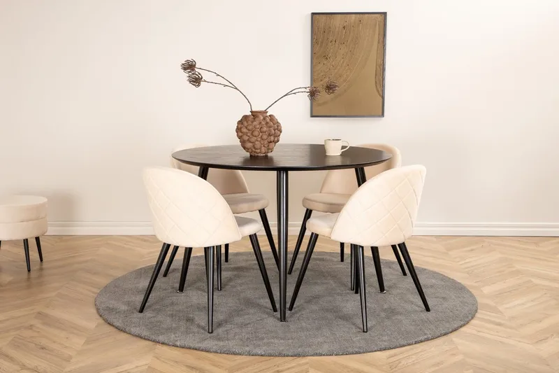 Dipp Matbord med 4 Velvet Stitches Matstol