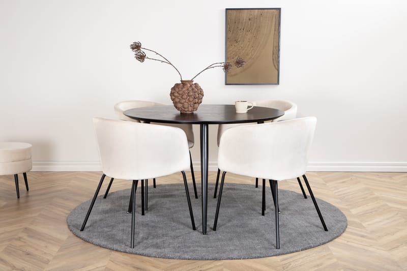 Dipp Matgrupp 115 cm Rund med 4 Berit stolar - Beige - Möbler - Matplats - Matgrupp & matbord med stolar