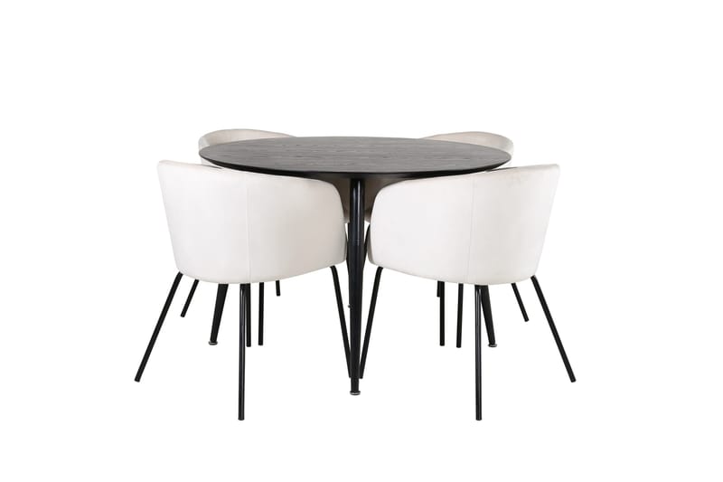 Dipp Matgrupp 115 cm Rund med 4 Berit stolar, Beige