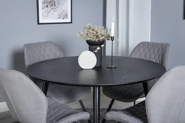 Dipp Matgrupp 115 cm Rund med 4 Gemma stolar - Svart/Guld - Möbler - Matplats - Matgrupp & matbord med stolar