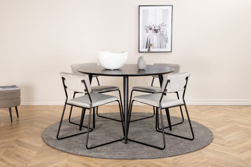 Dipp Matgrupp 115 cm Rund med 4 Kenth stolar, Svart