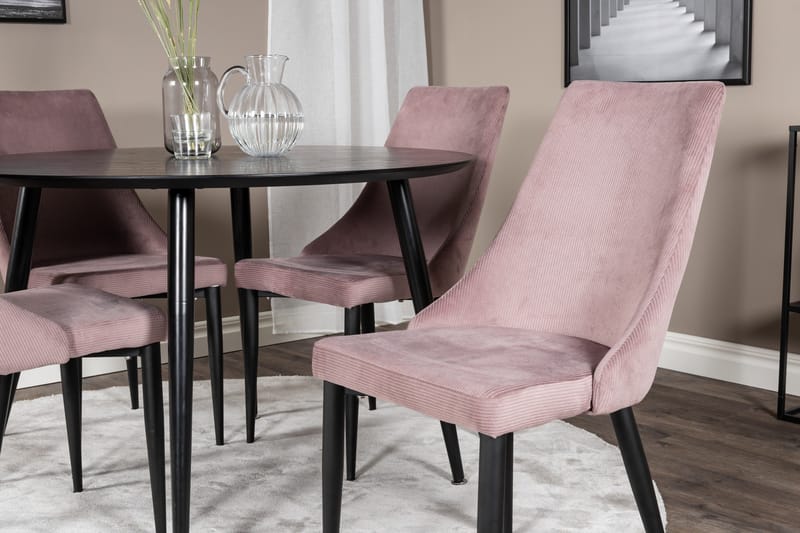 Dipp Matgrupp 115 cm Rund med 4 Leone stolar - Svart - Möbler - Matplats - Matgrupp & matbord med stolar
