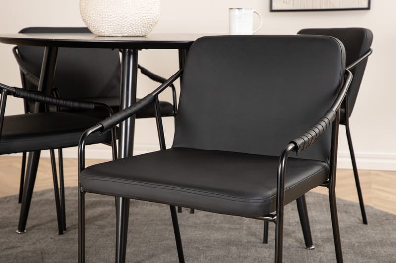 Dipp Matgrupp 115 cm Rund med 4 Tvista stolar - Svart - Möbler - Matplats - Matgrupp & matbord med stolar