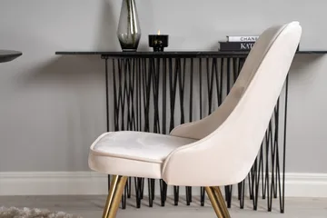 Dipp Matgrupp 115 cm Rund med 4 Velvet Deluxe stolar - Beige - Möbler - Matplats - Matgrupp & matbord med stolar
