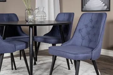 Dipp Matgrupp 115 cm Rund med 4 Velvet Deluxe stolar - Svart - Möbler - Matplats - Matgrupp & matbord med stolar