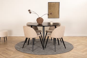 Dipp Matgrupp 115 cm Rund med 4 Velvet stolar