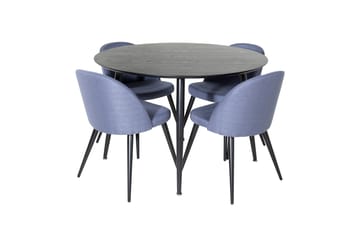 Dipp Matgrupp 115 cm Rund med 4 Velvet stolar
