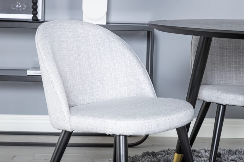 Dipp Matgrupp 115 cm Rund med 4 Velvet Stolar - Svart - Möbler - Matplats - Matgrupp & matbord med stolar