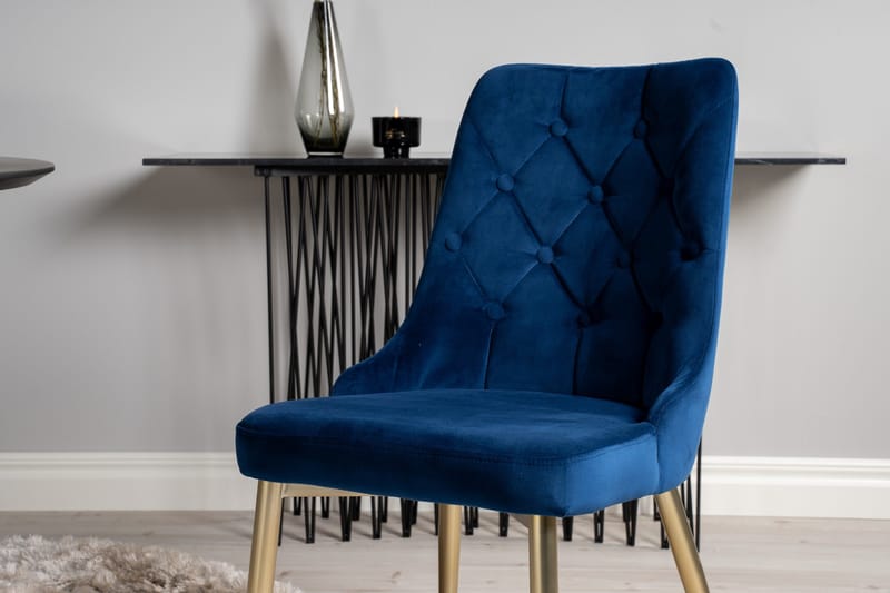 Dipp Matgrupp 115 cm Rund med 4 Velvet stolar - Svart - Möbler - Matplats - Matgrupp & matbord med stolar