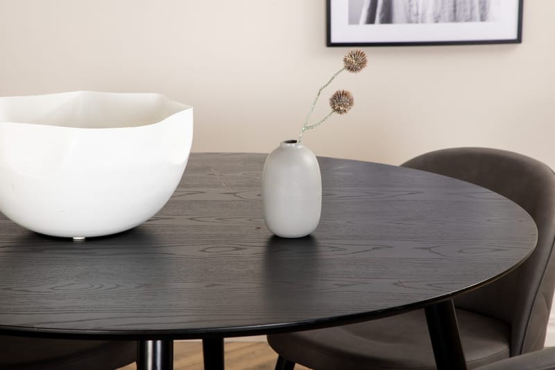 Dipp Matgrupp 115 cm Rund med 4 Velvet stolar - Svart - Möbler - Matplats - Matgrupp & matbord med stolar