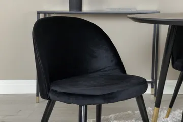Dipp Matgrupp 115 cm Rund med 4 Velvet stolar - Svart/Guld - Möbler - Matplats - Matgrupp & matbord med stolar