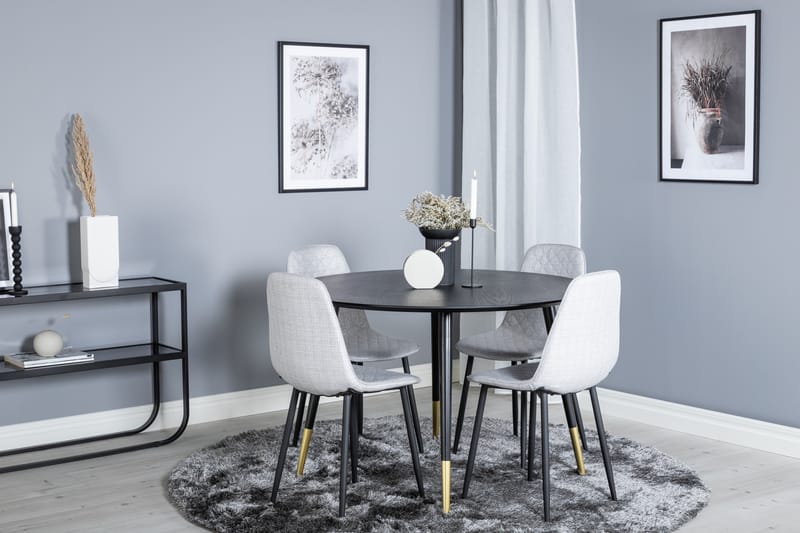 Dipp Matgrupp 115 cm Rund med 4 Polar stolar - Svart/Guld - Möbler - Matplats - Matgrupp & matbord med stolar