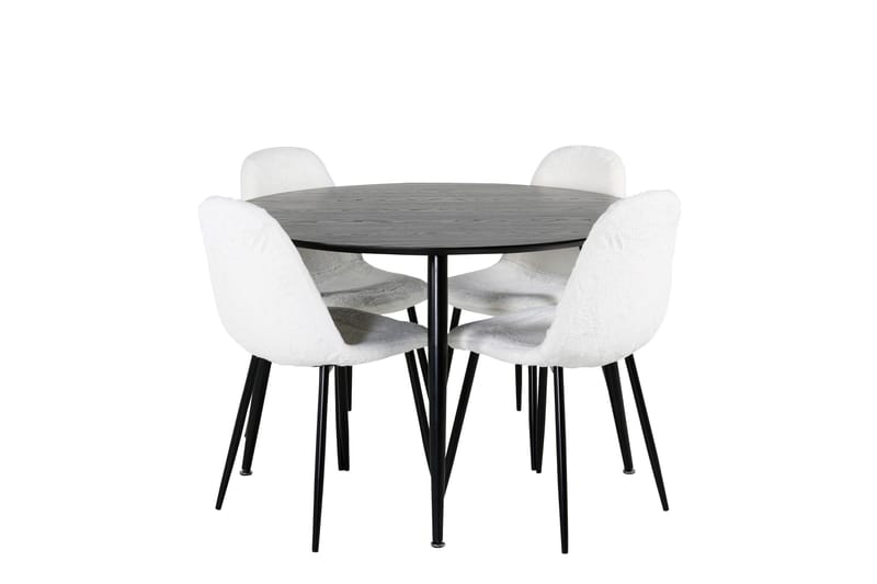 Dipp Matgrupp 115 cm Rund med 4 Polar stolar, Svart