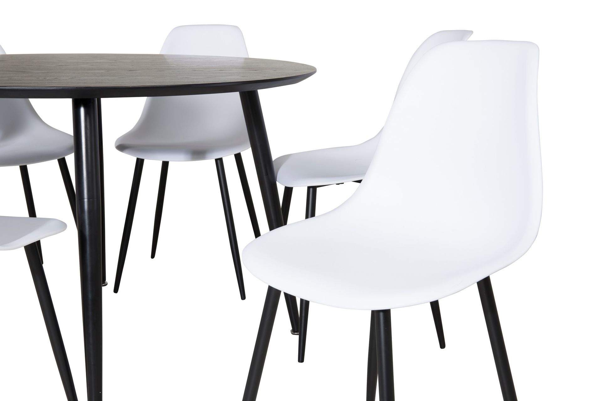 Dipp Matgrupp 115 cm Rund med 6 Polar stolar - Svart - Möbler - Matplats - Matgrupp & matbord med stolar