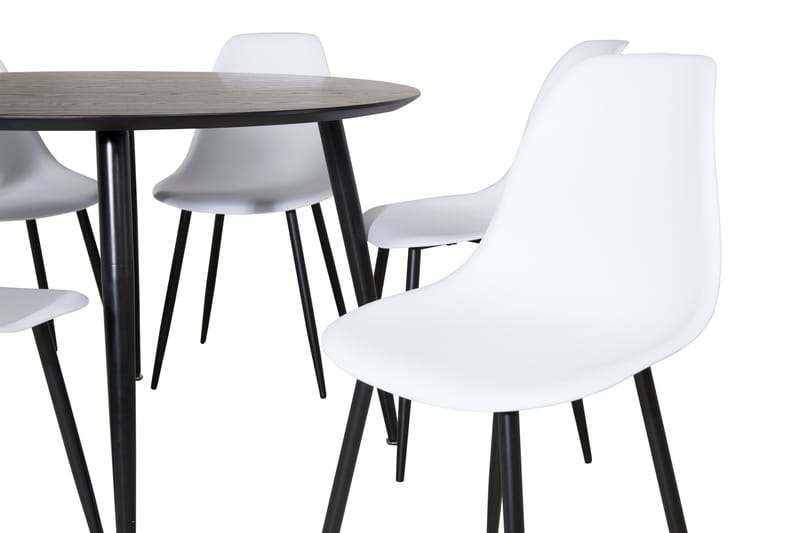 Dipp Matgrupp 115 cm Rund med 6 Polar stolar - Svart - Möbler - Matplats - Matgrupp & matbord med stolar