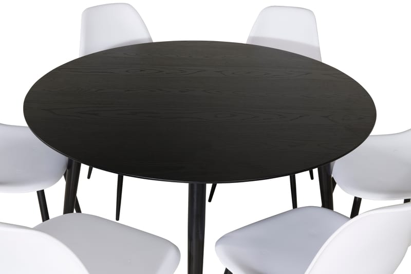 Dipp Matgrupp 115 cm Rund med 6 Polar stolar - Svart - Möbler - Matplats - Matgrupp & matbord med stolar