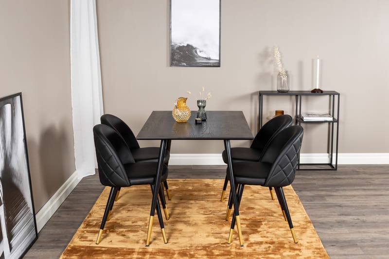 Dipp Matgrupp 120 cm Rund med 4 Velvet stolar - Möbler - Matplats - Matgrupp & matbord med stolar
