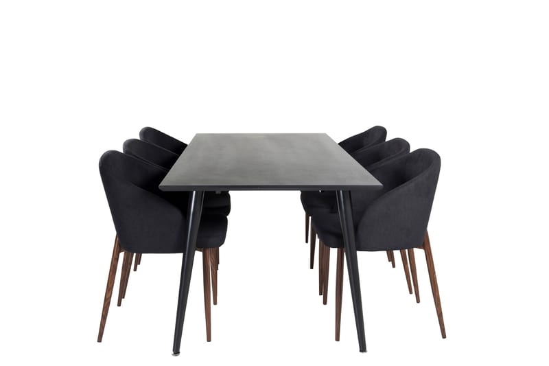 Dipp Matgrupp 180 cm Rektangulär med 6 Arch stolar, Svart