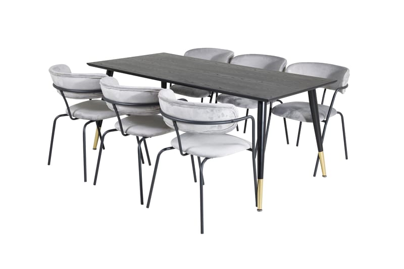 Dipp Matgrupp 180 cm Rektangulär med 6 Arrow stolar - Svart/Guld - Möbler - Matplats - Matgrupp & matbord med stolar