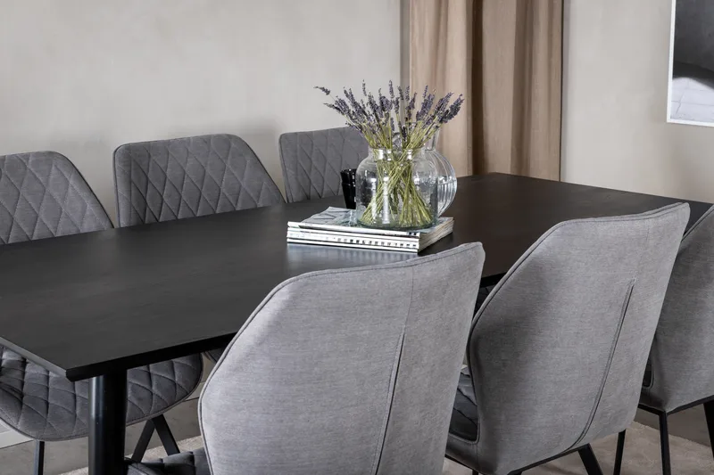 Dipp Matgrupp 180 cm Rektangulär med 6 Gemma stolar - Svart - Möbler - Matplats - Matgrupp & matbord med stolar