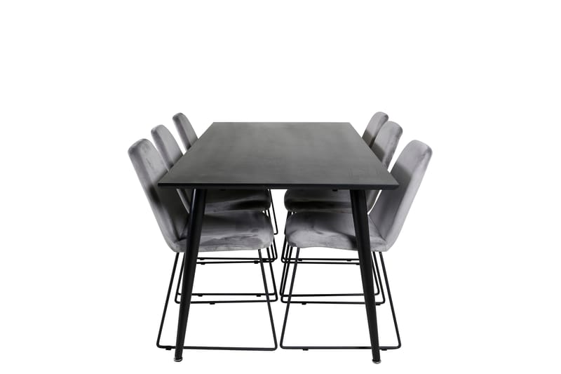 Dipp Matgrupp 180 cm Rektangulär med 6 Muce stolar - Svart - Möbler - Matplats - Matgrupp & matbord med stolar
