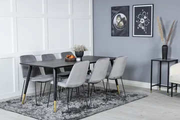 Dipp Matgrupp 180 cm Rektangulär med 6 Muce stolar - Svart/Guld - Möbler - Matplats - Matgrupp & matbord med stolar