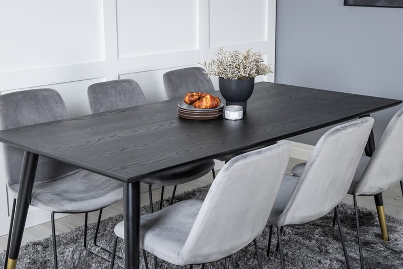 Dipp Matgrupp 180 cm Rektangulär med 6 Muce stolar - Svart/Guld - Möbler - Matplats - Matgrupp & matbord med stolar