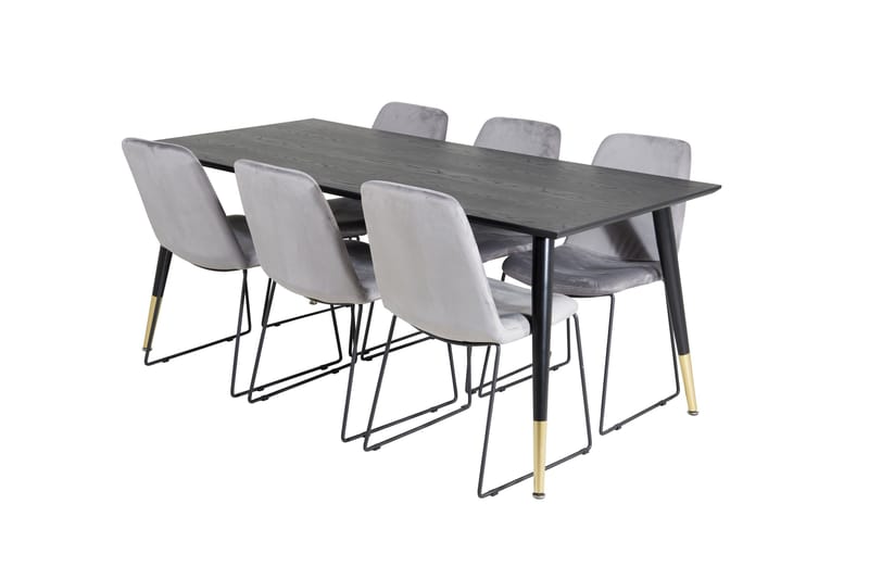 Dipp Matgrupp 180 cm Rektangulär med 6 Muce stolar - Svart/Guld - Möbler - Matplats - Matgrupp & matbord med stolar