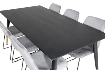 Dipp Matgrupp 180 cm Rektangulär med 6 Muce stolar - Svart/Guld - Möbler - Matplats - Matgrupp & matbord med stolar