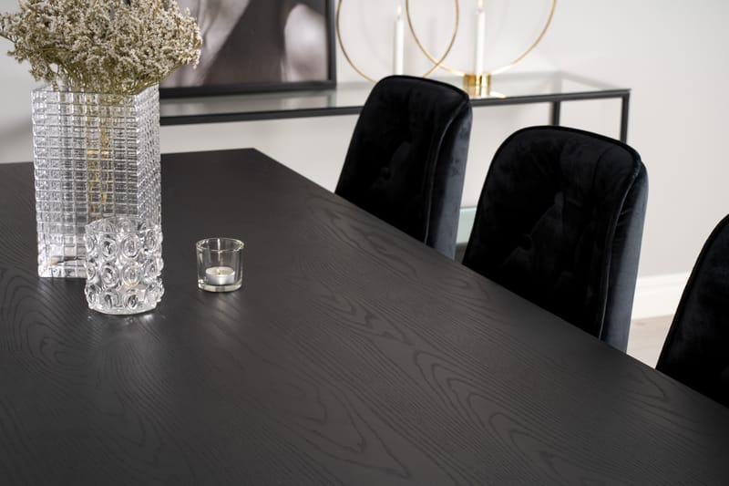 Dipp Matgrupp 180 cm Rektangulär med 6 Velvet Deluxe stolar - Svart/Guld - Möbler - Matplats - Matgrupp & matbord med stolar
