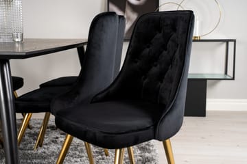 Dipp Matgrupp 180 cm Rektangulär med 6 Velvet Deluxe stolar - Svart/Guld - Möbler - Matplats - Matgrupp & matbord med stolar