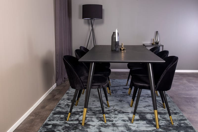 Dipp Matgrupp 180 cm Rektangulär med 6 Velvet stolar - Möbler - Matplats - Matgrupp & matbord med stolar
