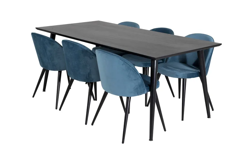 Dipp Matgrupp 180 cm Rektangulär med 6 Velvet stolar - Möbler - Matplats - Matgrupp & matbord med stolar