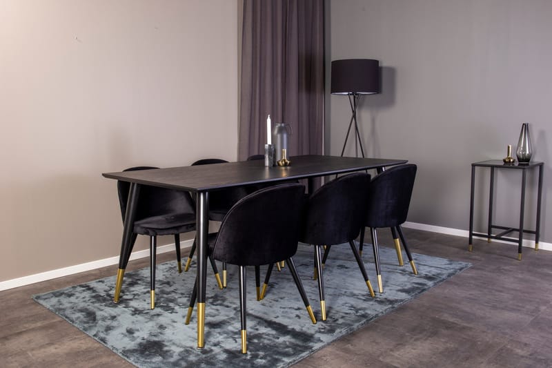 Dipp Matgrupp 180 cm Rektangulär med 6 Velvet stolar - Möbler - Matplats - Matgrupp & matbord med stolar