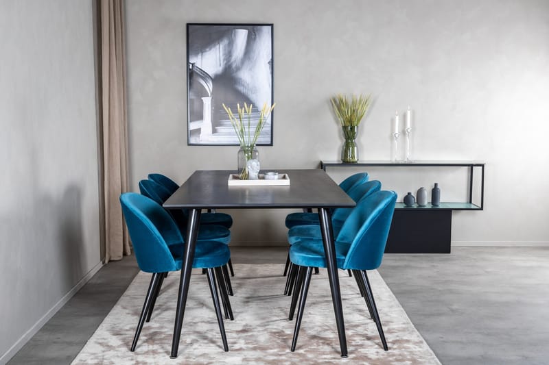 Dipp Matgrupp 180 cm Rektangulär med 6 Velvet stolar - Möbler - Matplats - Matgrupp & matbord med stolar