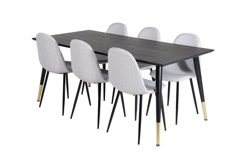 Dipp Matgrupp 180 cm Rektangulär med 6 Polar stolar - Svart/Guld - Möbler - Matplats - Matgrupp & matbord med stolar