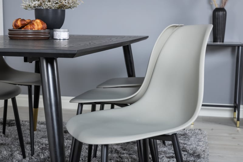 Dipp Matgrupp 180 cm Rektangulär med 6 Polar stolar - Svart/Guld - Möbler - Matplats - Matgrupp & matbord med stolar