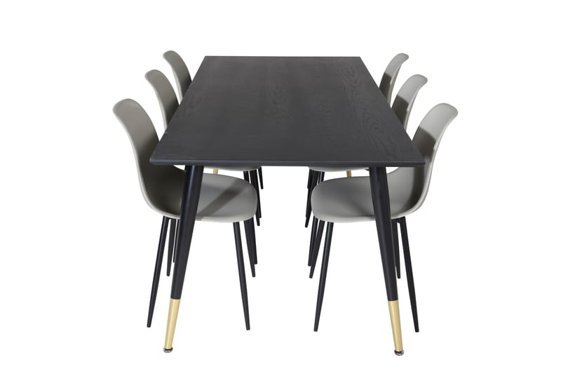 Dipp Matgrupp 180 cm Rektangulär med 6 Polar stolar, Svart/Guld