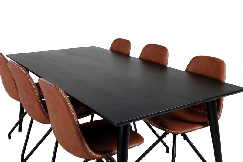 Dipp Matgrupp 180 cm Rektangulär med 6 Polar stolar - Svart - Möbler - Matplats - Matgrupp & matbord med stolar