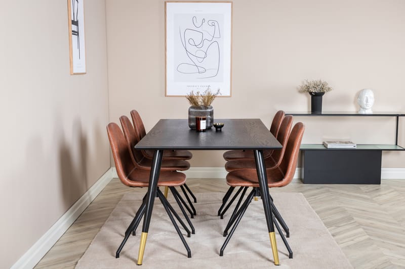 Dipp Matgrupp 180 cm Rektangulär med 6 Polar stolar - Svart - Möbler - Matplats - Matgrupp & matbord med stolar