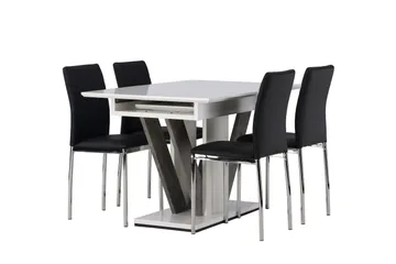 Disa Matgrupp 120 cm Rektangulär med 4 Lily stolar - Svart - Möbler - Matplats - Matgrupp & matbord med stolar