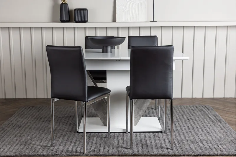 Disa Matgrupp 120 cm Rektangulär med 4 Lily stolar - Svart - Möbler - Matplats - Matgrupp & matbord med stolar