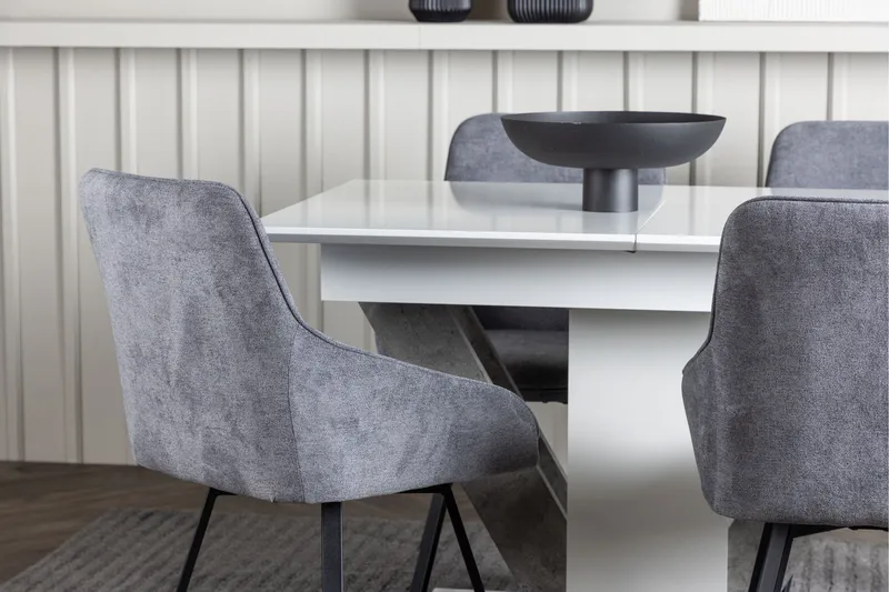 Disa Matgrupp 120 cm Rektangulär med 4 Rosie stolar - Svart - Möbler - Matplats - Matgrupp & matbord med stolar