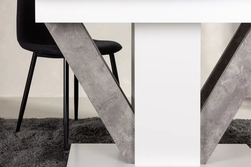 Disa Utdragbart Rektangulärt Matbord 120–160 cm med Betongutseende - Vit - Möbler - Matplats - Matbord & köksbord
