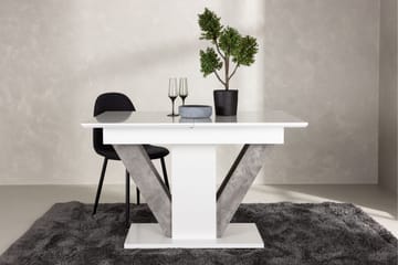 Disa Utdragbart Rektangulärt Matbord 120–160 cm med Betongutseende - Vit - Möbler - Matplats - Matbord & köksbord