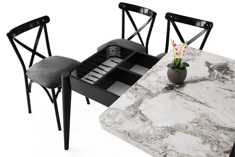 Dolcer Matbord 100 cm Rektangulär - Vit marmor - Möbler - Matplats - Matbord & köksbord