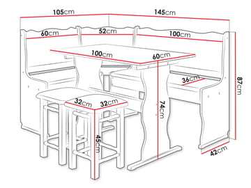 Drosbacken 7-sits Matgrupp för kök - Brun med mörkgrå klädsel - Möbler - Matplats - Matgrupp & matbord med stolar