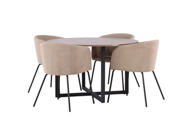 Durango Matbord 120 cm Rund med 4 Berit Karmstol med Armstöd - Möbler - Matplats - Matgrupp & matbord med stolar