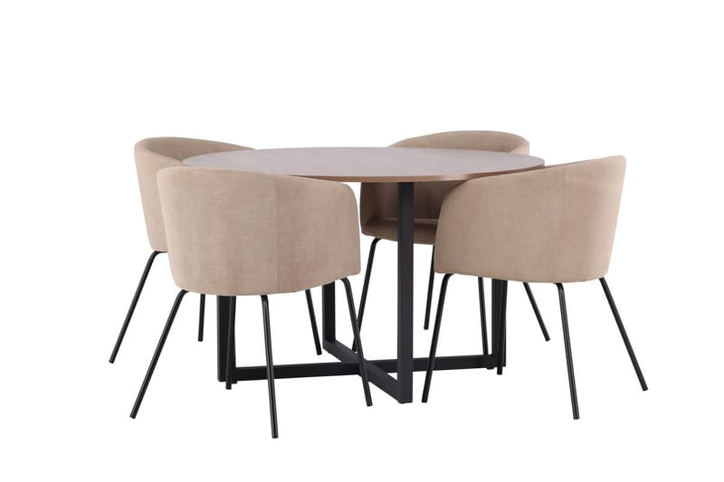 Durango Matbord 120 cm Rund med 4 Berit Karmstol med Armstöd - Möbler - Matplats - Matgrupp & matbord med stolar
