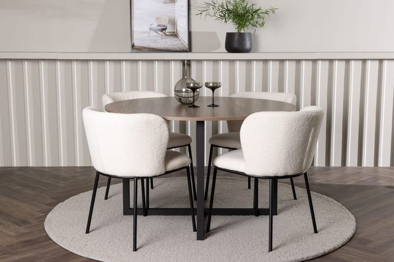 Durango Matbord 120 cm Rund med 4 Edina Matstol - Möbler - Matplats - Matgrupp & matbord med stolar